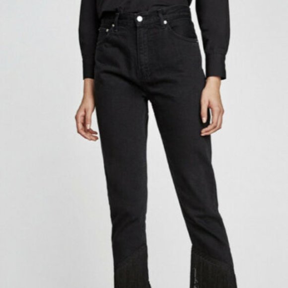 ZARA The Vintage High Waisted Black Fringe Jeans - Picture 10 of 10
